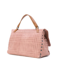 rosa Shopper Tasche aus Leder mit Hahnentritt-Muster von Zanellato
