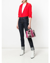 rosa Shopper Tasche aus Leder mit Schlangenmuster von Orciani