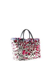 rosa Shopper Tasche aus Pelz mit Leopardenmuster von COLLEZIONE ALESSANDRO