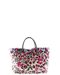 rosa Shopper Tasche aus Pelz mit Leopardenmuster von COLLEZIONE ALESSANDRO
