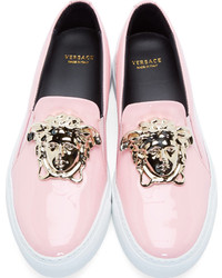 rosa Slip-On Sneakers aus Leder von Versace
