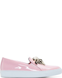 rosa Slip-On Sneakers aus Leder von Versace