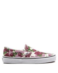 rosa Slip-On Sneakers aus Segeltuch mit Blumenmuster