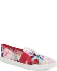 rosa Slip-On Sneakers mit Blumenmuster