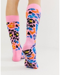 rosa Socken mit Leopardenmuster von Happy Socks