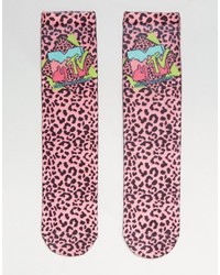 rosa Socken mit Leopardenmuster von Asos