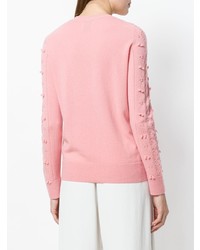 rosa Spitze Pullover mit einem Rundhalsausschnitt von Barrie