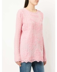 rosa Spitze Pullover mit einem Rundhalsausschnitt von Ermanno Scervino