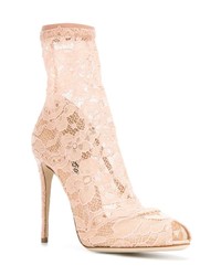 rosa Spitze Stiefeletten von Dolce & Gabbana