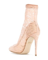 rosa Spitze Stiefeletten von Dolce & Gabbana