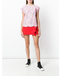 rosa Spitze T-Shirt mit einem Rundhalsausschnitt von MSGM