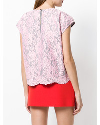 rosa Spitze T-Shirt mit einem Rundhalsausschnitt von MSGM