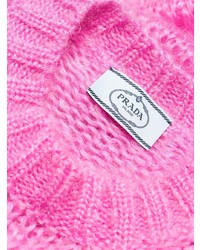 rosa Strick Oversize Pullover von Prada