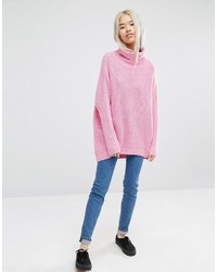 rosa Strick Oversize Pullover von Weekday