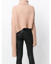 rosa Strick Rollkragenpullover von Ann Demeulemeester