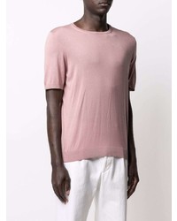 rosa Strick Seide T-Shirt mit einem Rundhalsausschnitt von Tagliatore