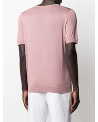 rosa Strick Seide T-Shirt mit einem Rundhalsausschnitt von Tagliatore