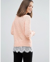 rosa Strick Spitzepullover von Only