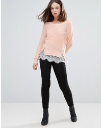 rosa Strick Spitzepullover von Only