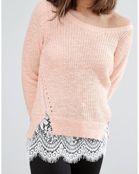 rosa Strick Spitzepullover von Only