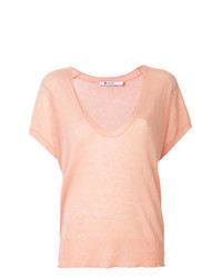 rosa Strick T-Shirt mit einem Rundhalsausschnitt
