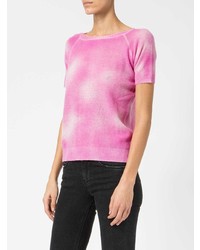 rosa Strick T-Shirt mit einem Rundhalsausschnitt von Avant Toi