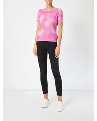 rosa Strick T-Shirt mit einem Rundhalsausschnitt von Avant Toi