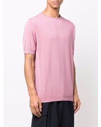 rosa Strick T-Shirt mit einem Rundhalsausschnitt von John Smedley