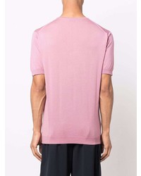 rosa Strick T-Shirt mit einem Rundhalsausschnitt von John Smedley