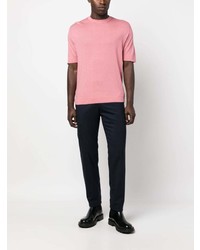 rosa Strick T-Shirt mit einem Rundhalsausschnitt von PT TORINO