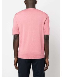 rosa Strick T-Shirt mit einem Rundhalsausschnitt von PT TORINO