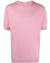 rosa Strick T-Shirt mit einem Rundhalsausschnitt von John Smedley