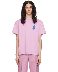 rosa Strick T-Shirt mit einem Rundhalsausschnitt von JW Anderson