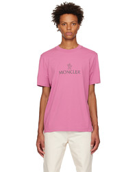 rosa Strick T-Shirt mit einem Rundhalsausschnitt von Moncler