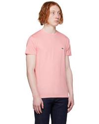 rosa Strick T-Shirt mit einem Rundhalsausschnitt von Lacoste