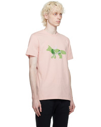 rosa Strick T-Shirt mit einem Rundhalsausschnitt von MAISON KITSUNÉ