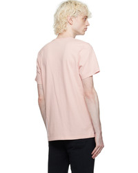 rosa Strick T-Shirt mit einem Rundhalsausschnitt von MAISON KITSUNÉ