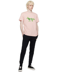 rosa Strick T-Shirt mit einem Rundhalsausschnitt von MAISON KITSUNÉ