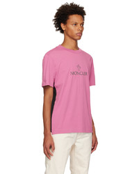 rosa Strick T-Shirt mit einem Rundhalsausschnitt von Moncler