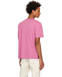 rosa Strick T-Shirt mit einem Rundhalsausschnitt von Moncler