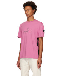 rosa Strick T-Shirt mit einem Rundhalsausschnitt von Moncler