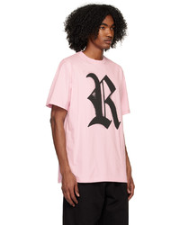rosa Strick T-Shirt mit einem Rundhalsausschnitt von Raf Simons