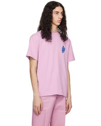 rosa Strick T-Shirt mit einem Rundhalsausschnitt von JW Anderson