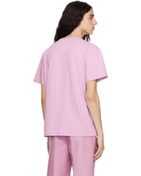 rosa Strick T-Shirt mit einem Rundhalsausschnitt von JW Anderson