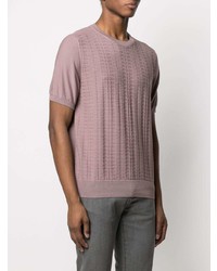 rosa Strick T-Shirt mit einem Rundhalsausschnitt von Canali