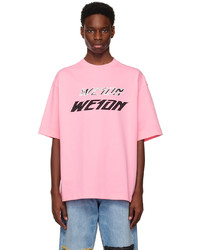 rosa Strick T-Shirt mit einem Rundhalsausschnitt von We11done