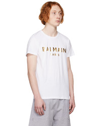 rosa Strick T-Shirt mit einem Rundhalsausschnitt von Balmain