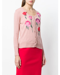 rosa Strickjacke mit Blumenmuster von Blumarine