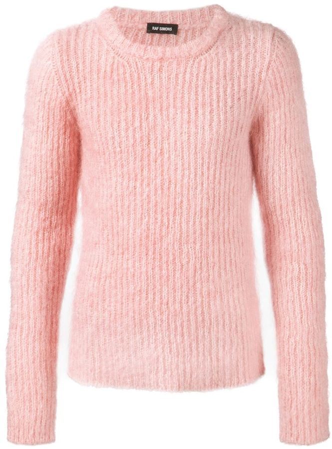 Rosa Strickpullover Von Raf Simons 414 Farfetch Com Lookastic