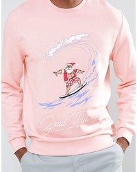 rosa Sweatshirt mit Weihnachten Muster von Asos